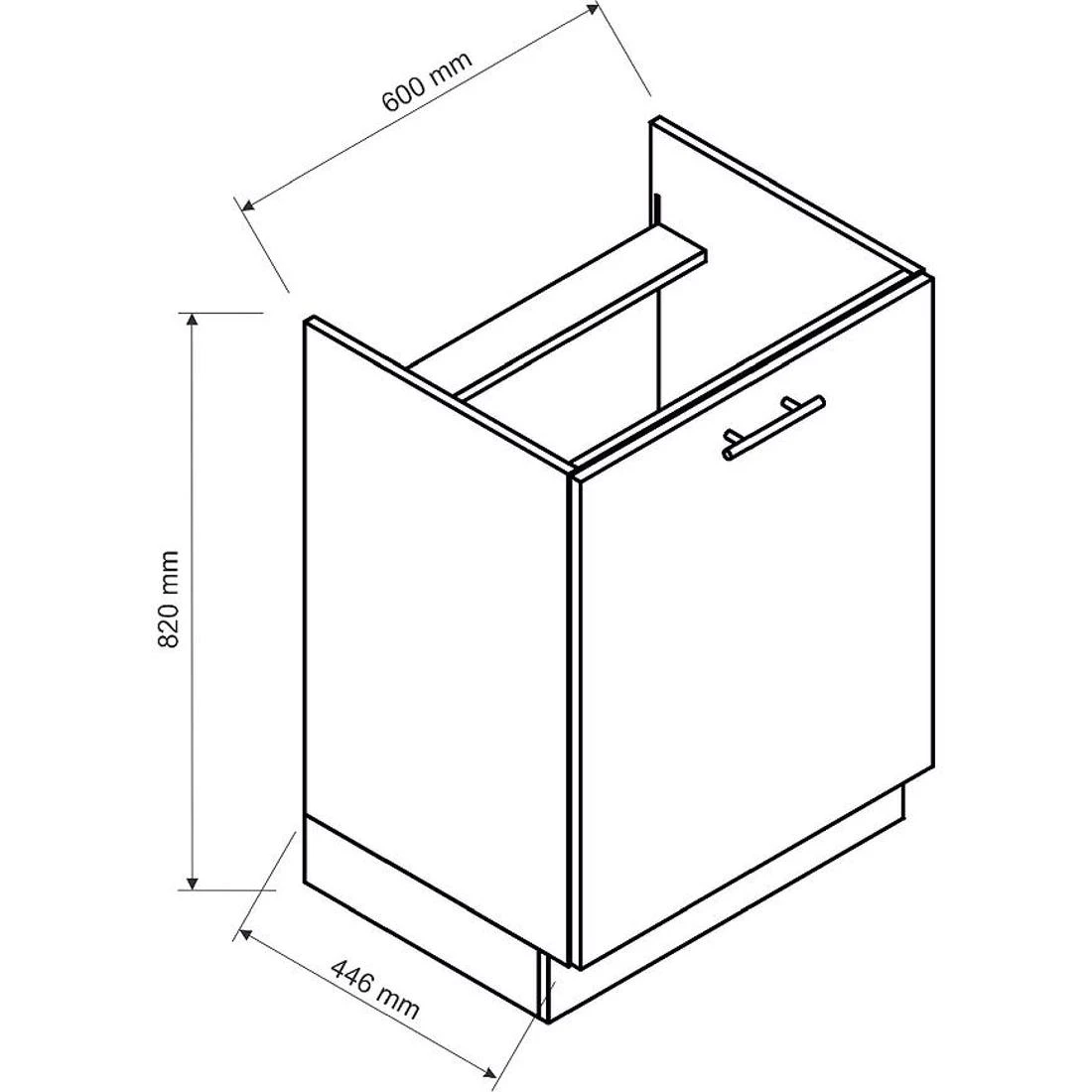 Isabel D60 PC kuhinjski ormaric P/L 60x44,6x82 crna/hrast