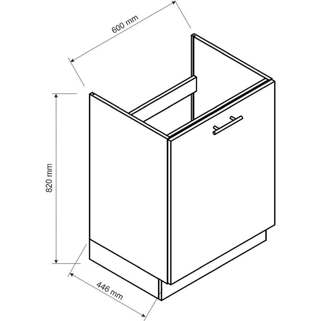 Isabel D60ZL kuhinjski ormaric P/L 60x44,6x82 crna/hrast