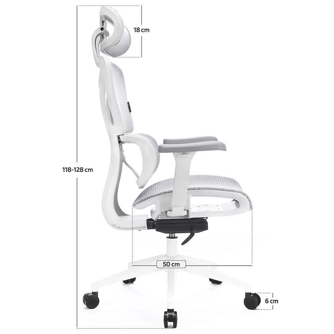 Control Series Lv0655 kancelarijska stolica 50x50x118-128 cm bela