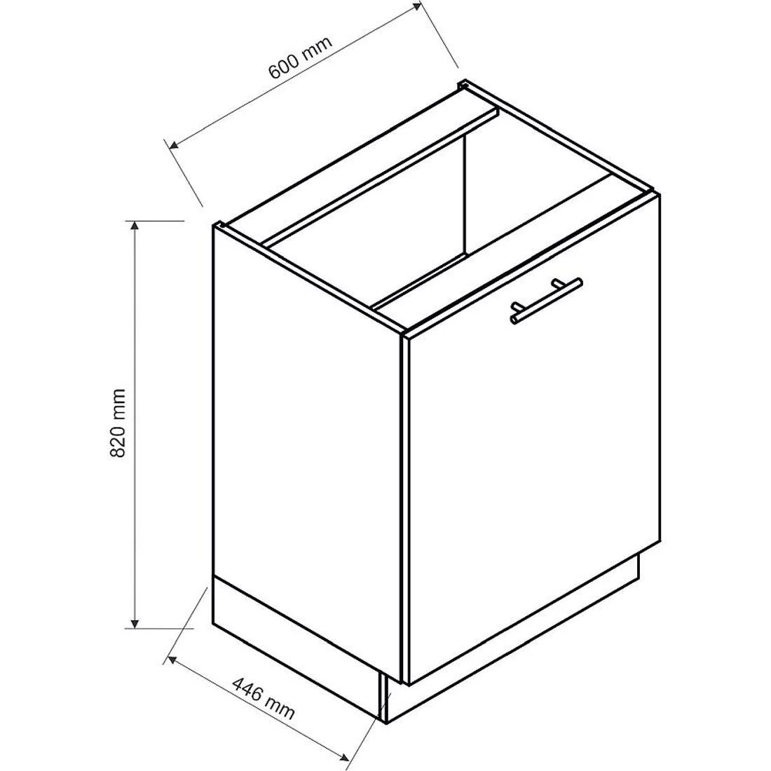 Anika D60 kuhinjski ormaric P/L 60x44,6x82 grafit/grafit
