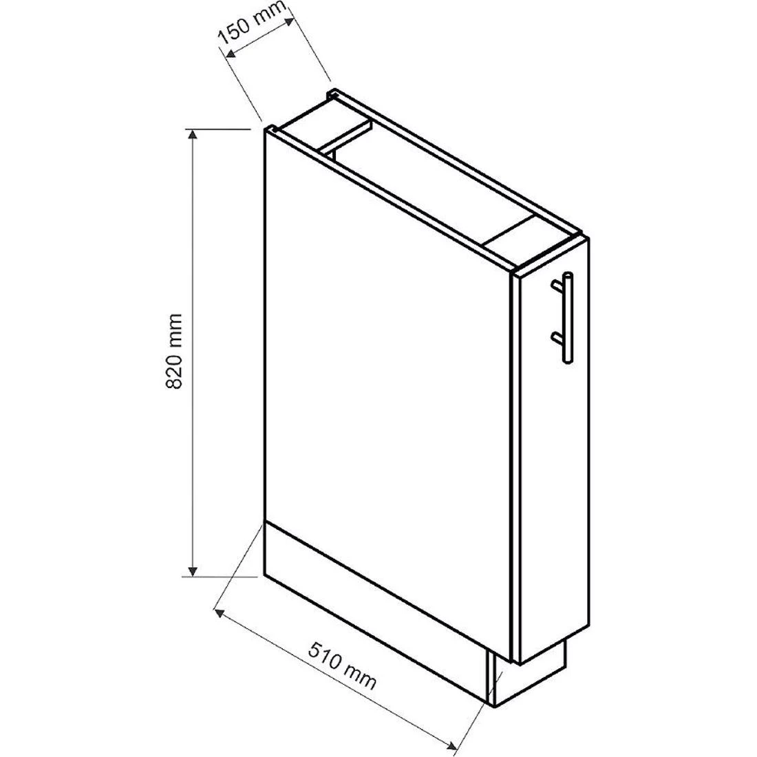 Anika D15 Cargo kuhinjski ormaric + korpa 15x51x82 hrast/grafit