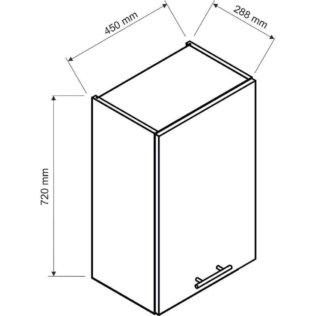 Isabel W45 kuhinjski ormaric P/L 45x28,8x72 siva/hrast