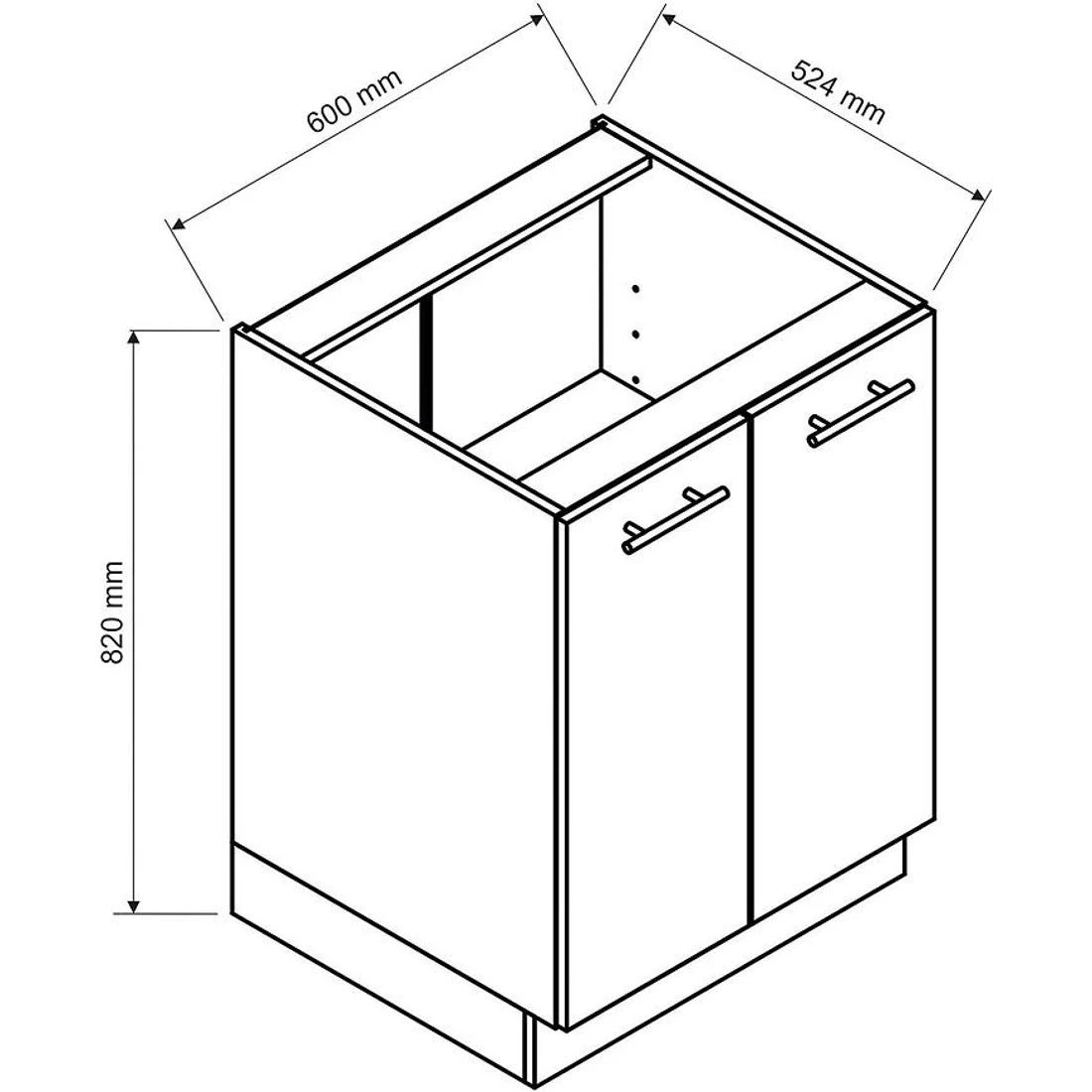 Denis D60 kuhinjski ormaric, 60x52,4x82  hrast/bela