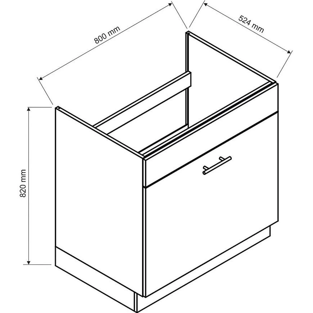 Denis D80ZL S/1 kuhinjski ormaric 80x52,4x82  hrast/bela