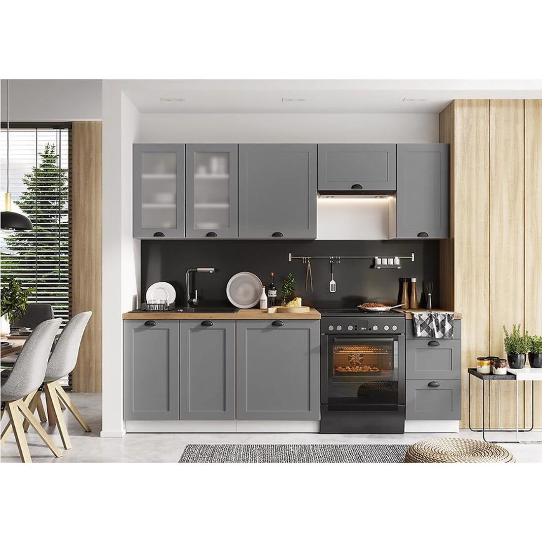 Adele D80ZL S/1 kuhinjski ormaric, 80x52,4x82 mat siva/bela