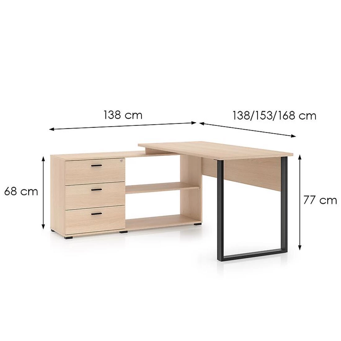 Odelis 09 radni sto 168x138x77 cm lindberg hrast