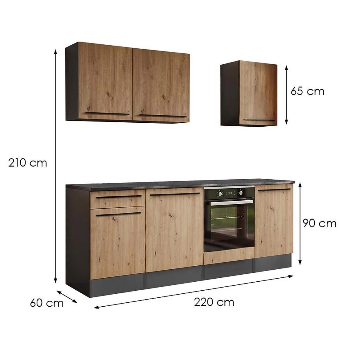 Porto anas kuhinja 220x60x210 artisan/antracit