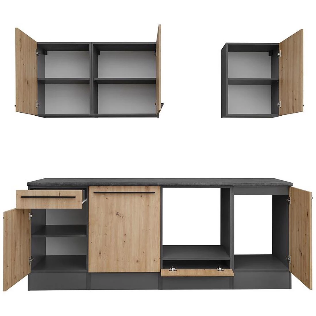 Porto anas kuhinja 220x60x210 artisan/antracit