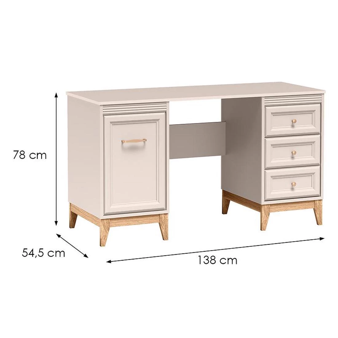 14w Windsor radni sto 138x54,5x78 cm kašmir/prirodni hrast