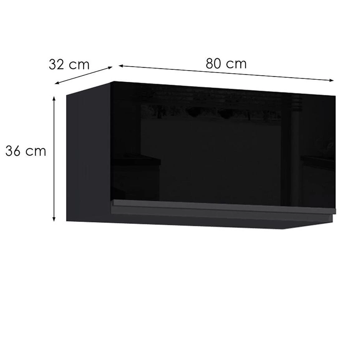Brick kuhinjski elementi 80x32x36 crna/crni sjaj