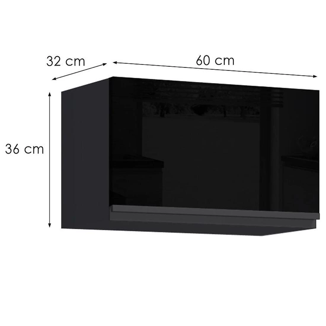 Brick kuhinjski elementi 60x32x36 crna/crni sjaj