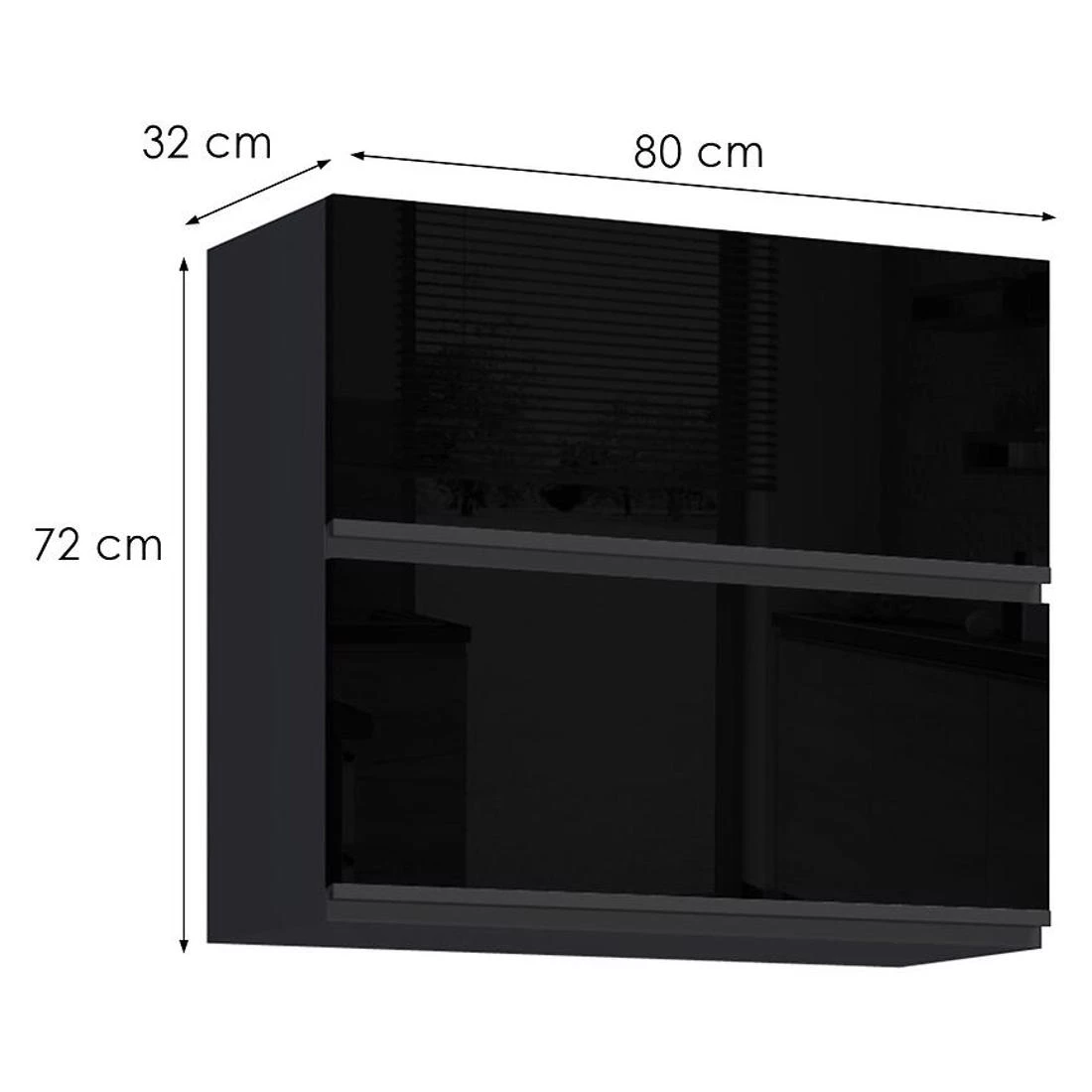 Brick kuhinjski elementi 80x32x72 crna/crni sjaj