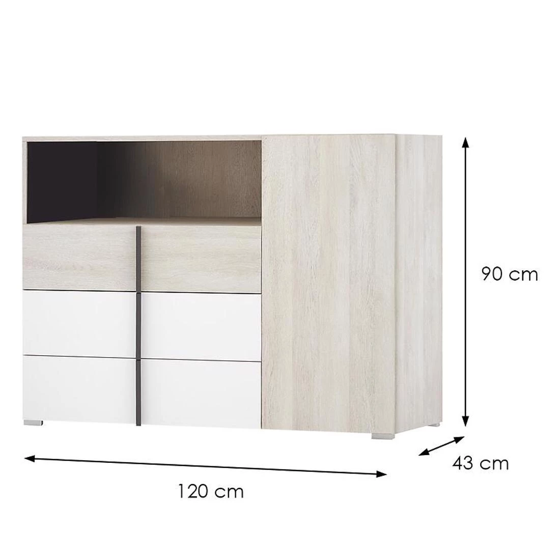 36MV+SYS Remo komoda 120x43x90 vilton hrast/bela/antracit