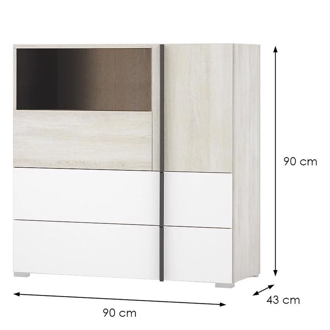 36MV+SYS Remo komoda 90x43x90 vilton hrast/bela/antracit