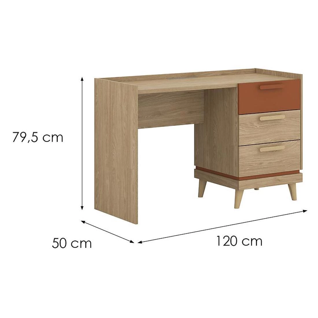 Scandi 03 radni sto 120x50x79,5 cm uljani hrast/cigla