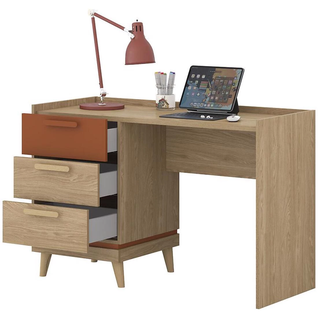 Scandi 03 radni sto 120x50x79,5 cm uljani hrast/cigla