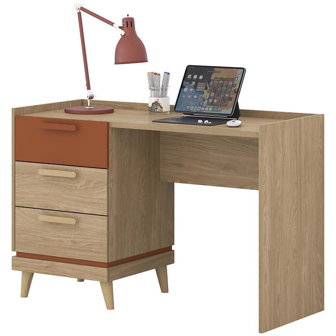 Scandi 03 radni sto 120x50x79,5 cm uljani hrast/cigla