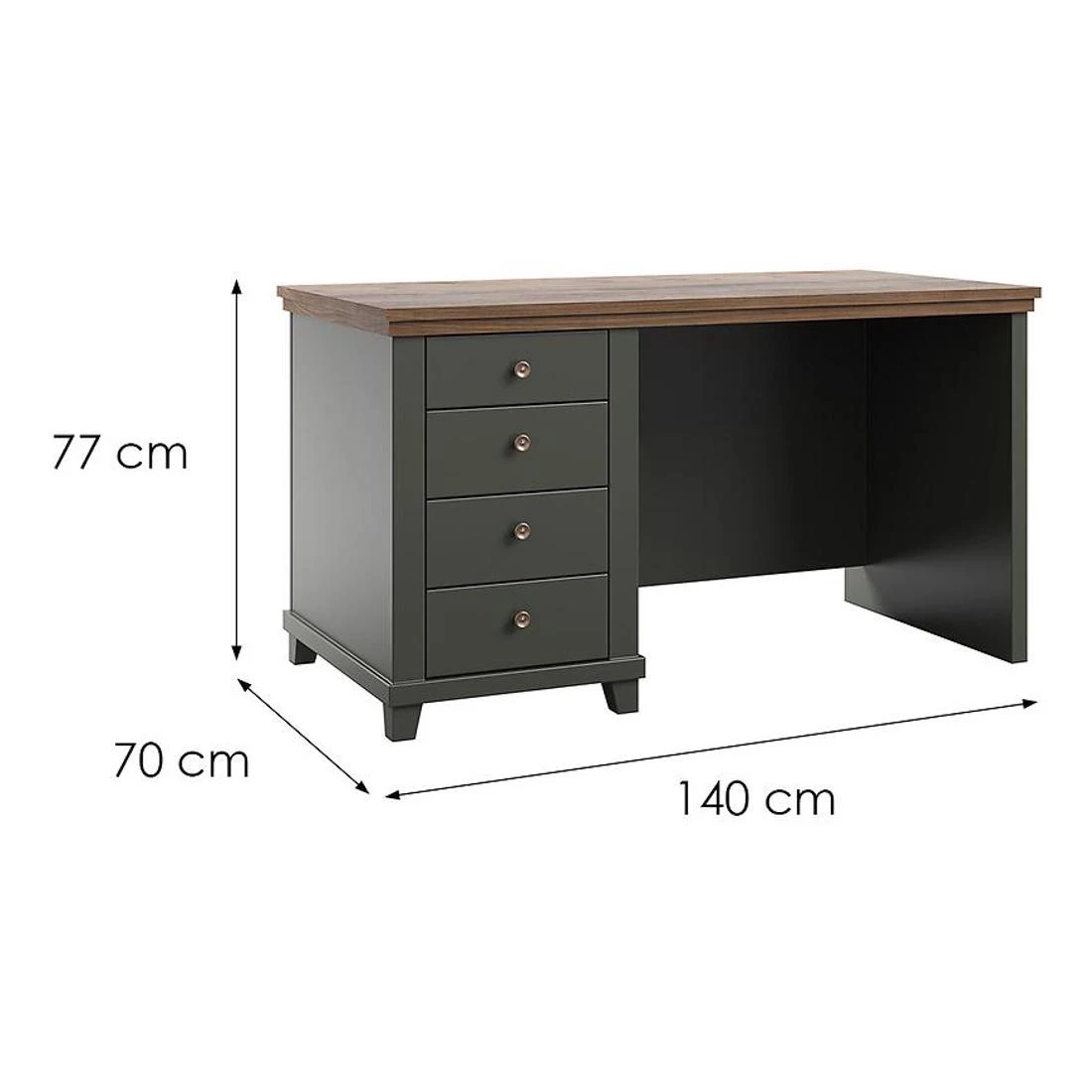4S Evora 03 radni sto 140x70x77 cm hrast lefkas/zeleni