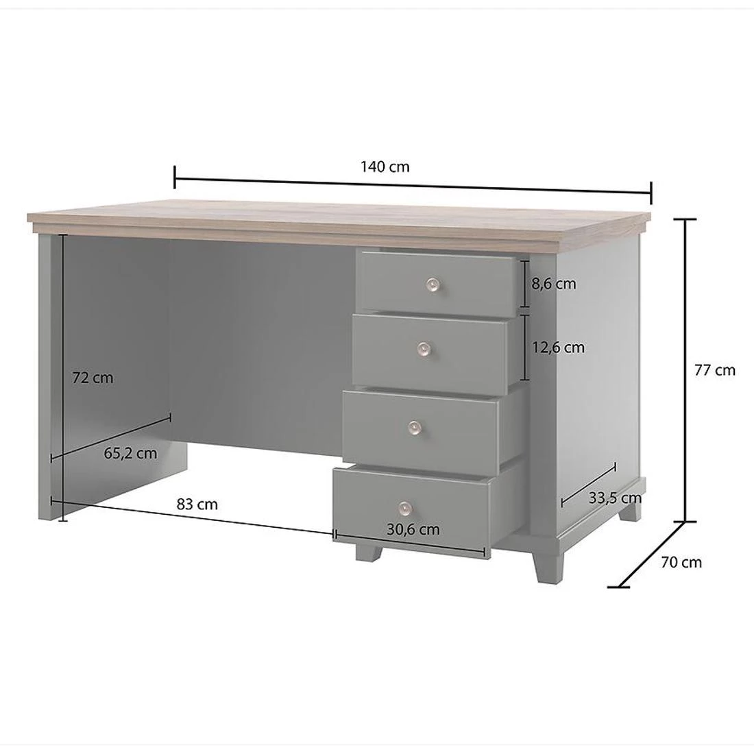 4S Evora 03 radni sto 140x70x77 cm hrast lefkas/zeleni