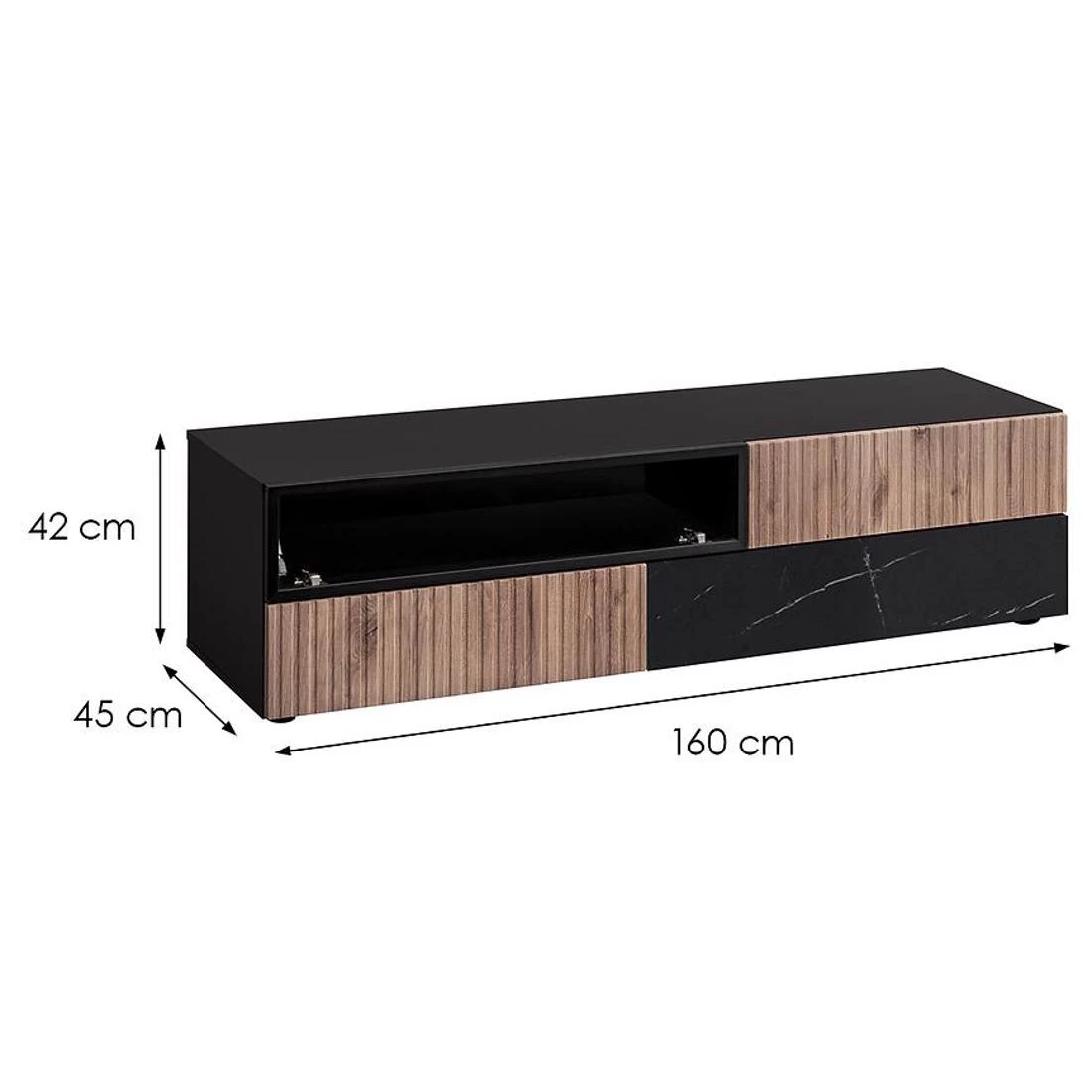 Cannes TV komode 160x45x42 crna/hrast