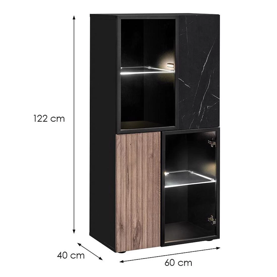 Cannes TV komode 160x45x42 crna/hrast