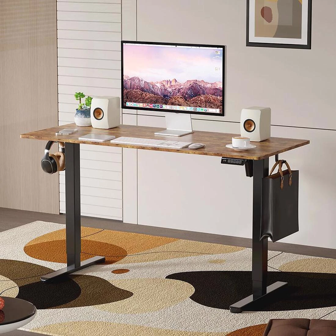 Lv1714 Control Lite 140 radni sto 140x60x72-118 cm crni/rustik