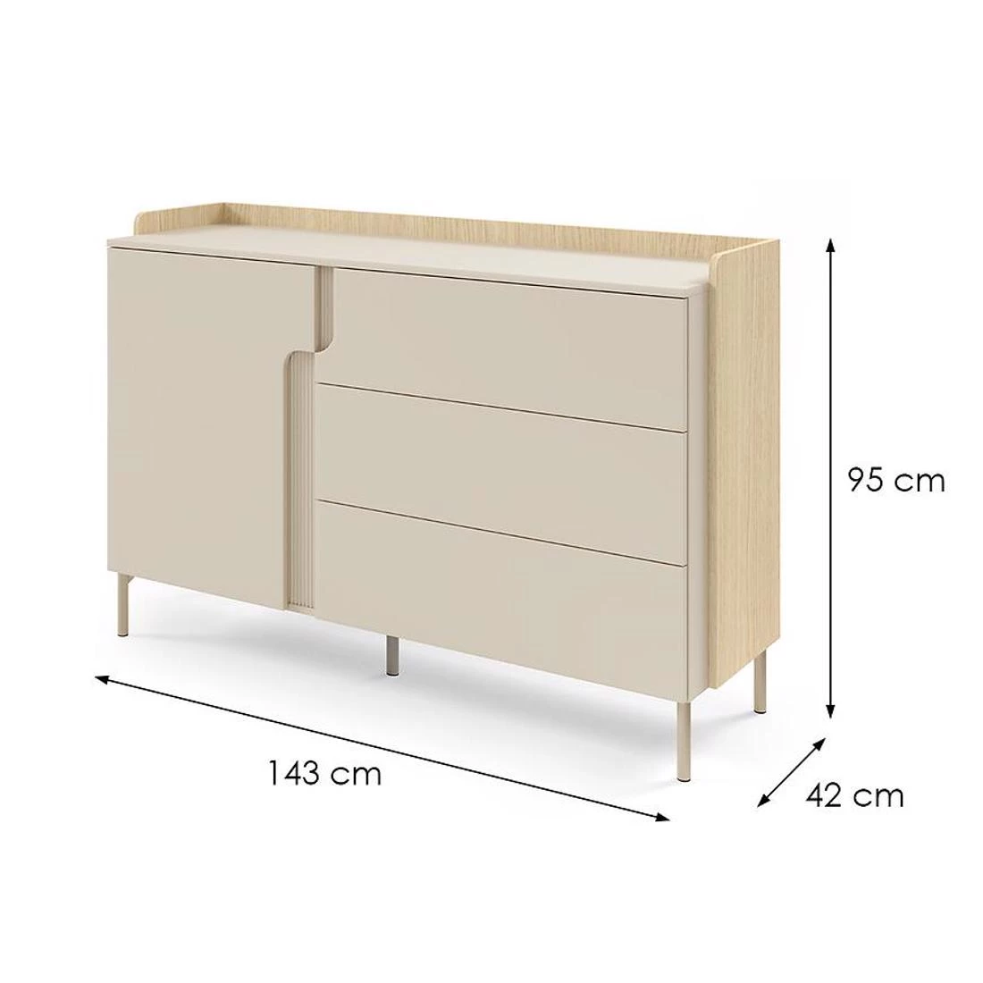 Positano komoda 143x42x95 hrast/makadamija