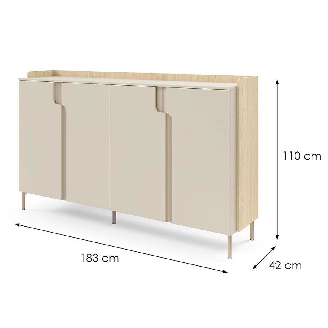 Positano komoda 183x42x110 hrast/makadamija