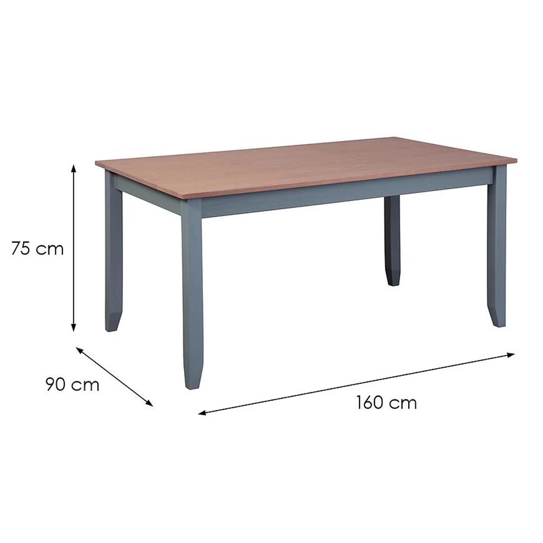 Luzerna stol 90x160x75 cm siva/hrast