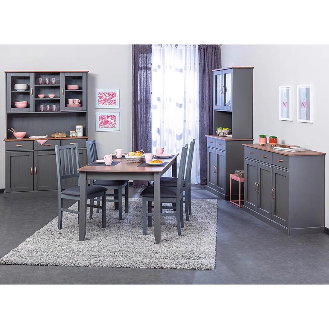 Luzerna stol 90x160x75 cm siva/hrast