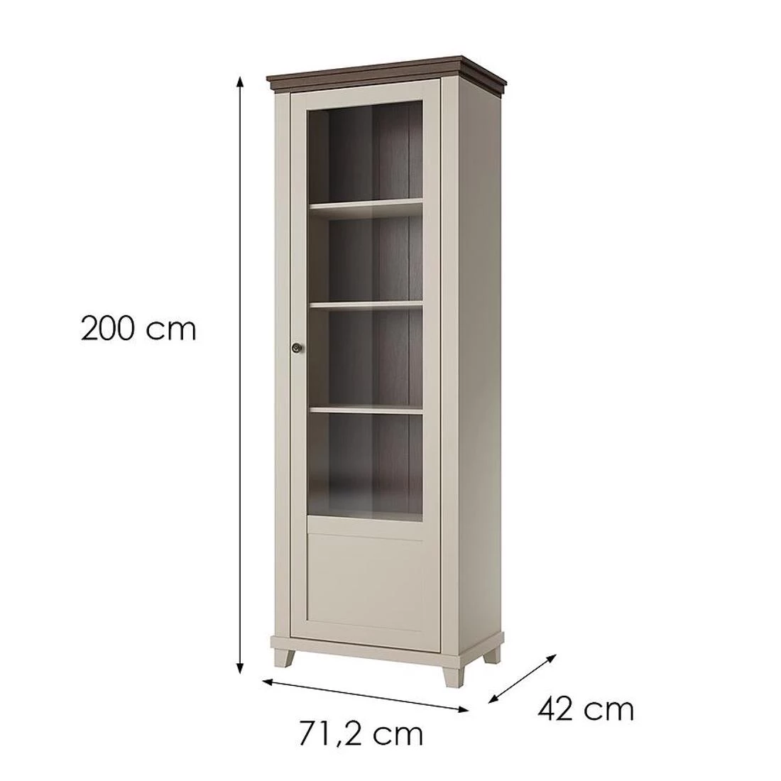 Evora vitrina 1V. 71,2x42x200 cm bež/hrast Dunin