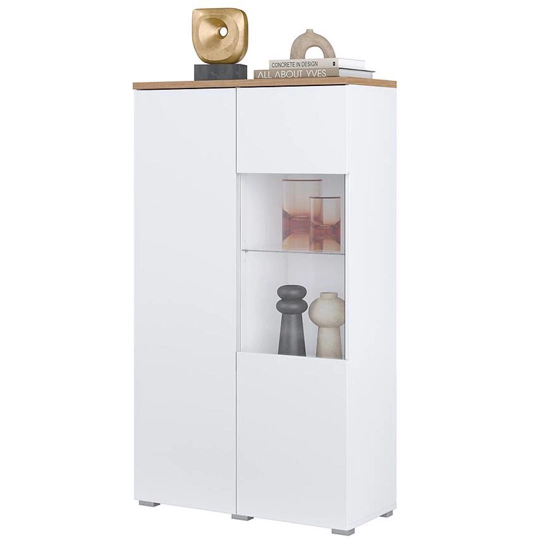 Modo vitrina 2V 79,9X34,5X140 cm maubella hrast/bijela