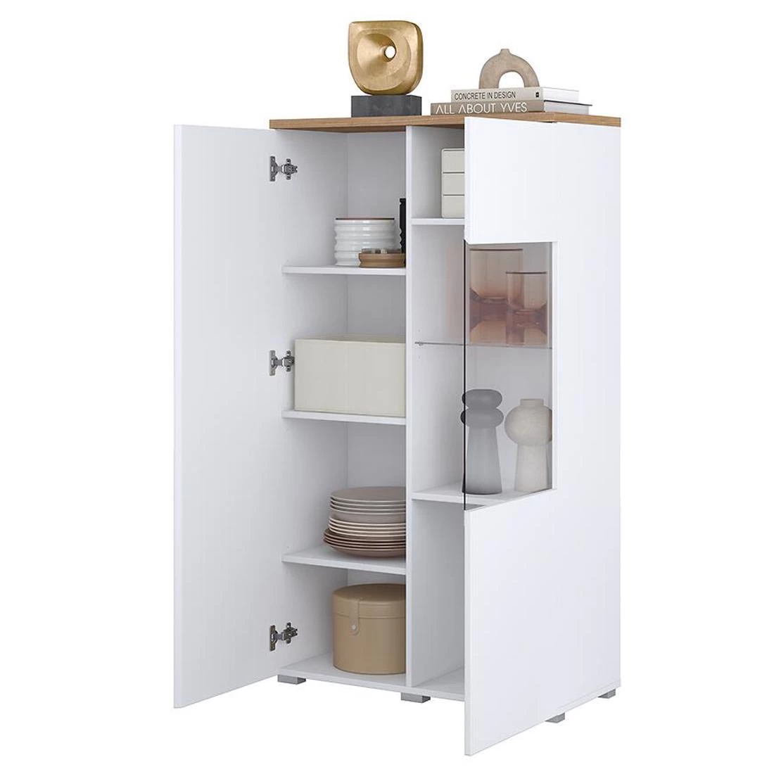 Modo vitrina 2V 79,9X34,5X140 cm maubella hrast/bijela