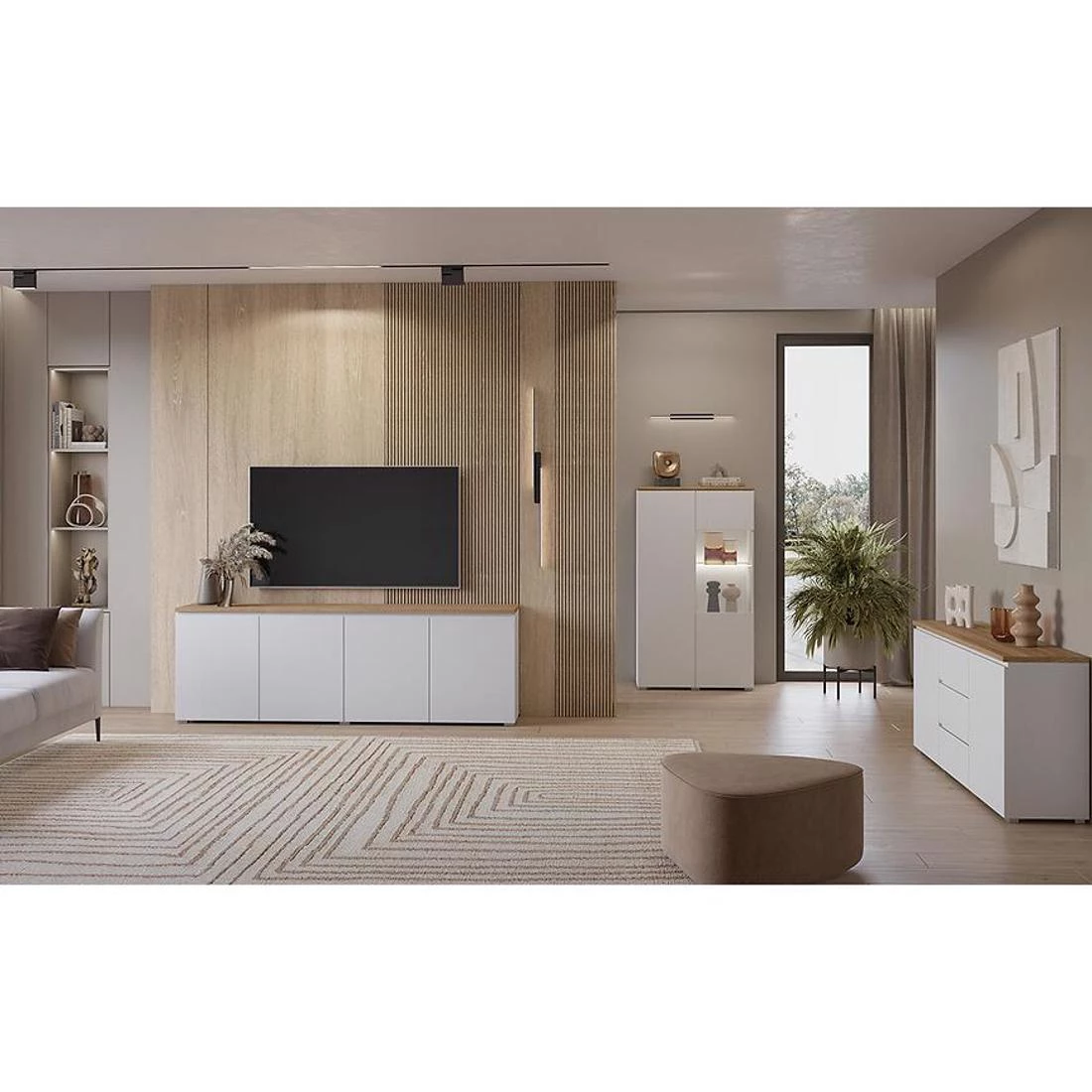 Modo vitrina 2V 79,9X34,5X140 cm maubella hrast/bijela