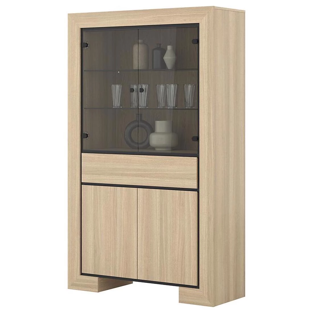 Cuba vitrina 4V+1L. 113x41x185 cm hrast/crna