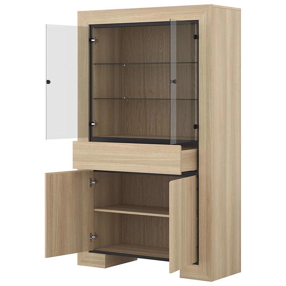 Cuba vitrina 4V+1L. 113x41x185 cm hrast/crna