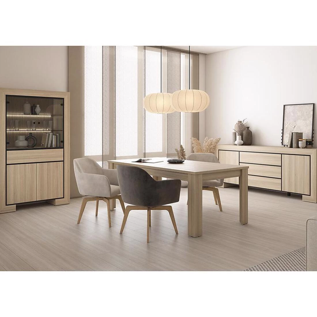 Cuba vitrina 4V+1L. 113x41x185 cm hrast/crna