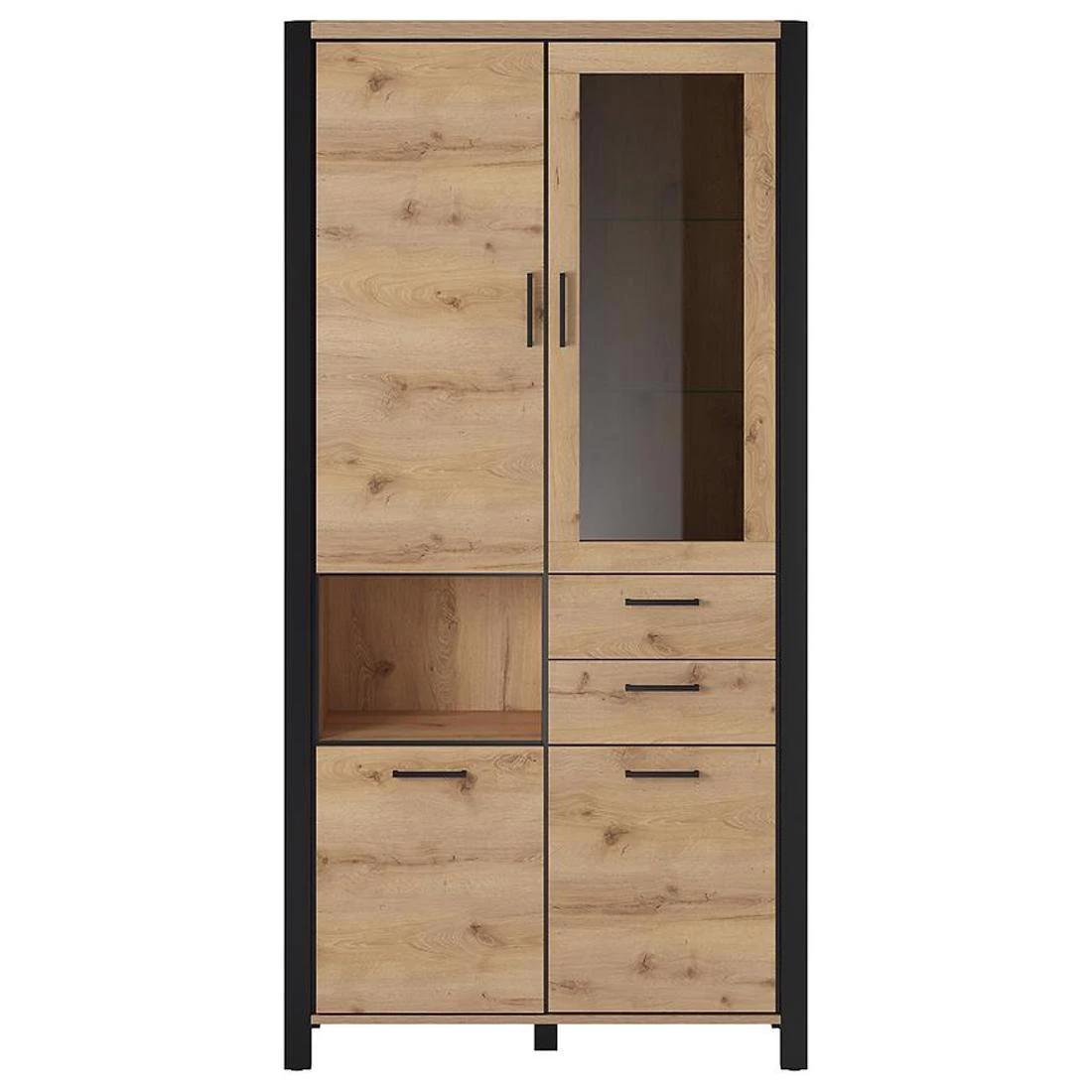 Aktiv Vitrina 4V+2L.100x41x200 cm taurus hrast/crna