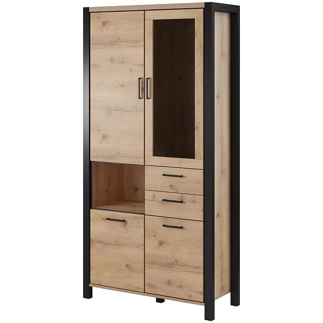 Aktiv Vitrina 4V+2L.100x41x200 cm taurus hrast/crna