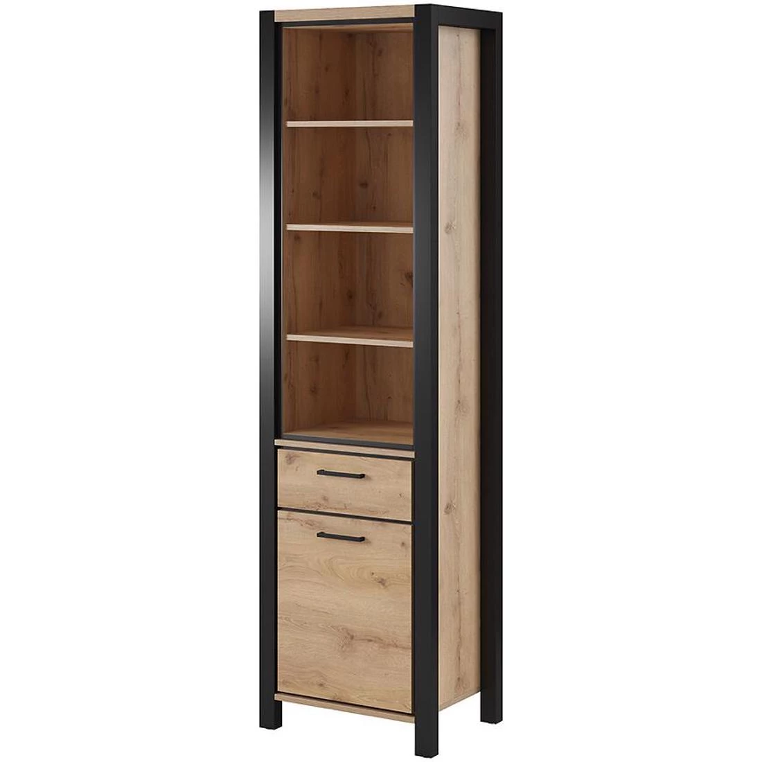 Aktiv vitrina 1V+1L. 55x41x200 cm taurus hrast/crna