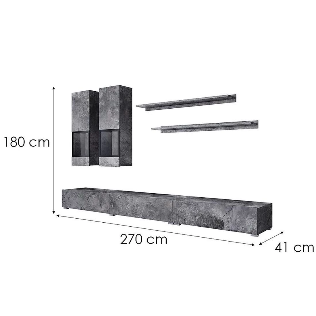 Baros regal 270x41x180 cm tamno sivi