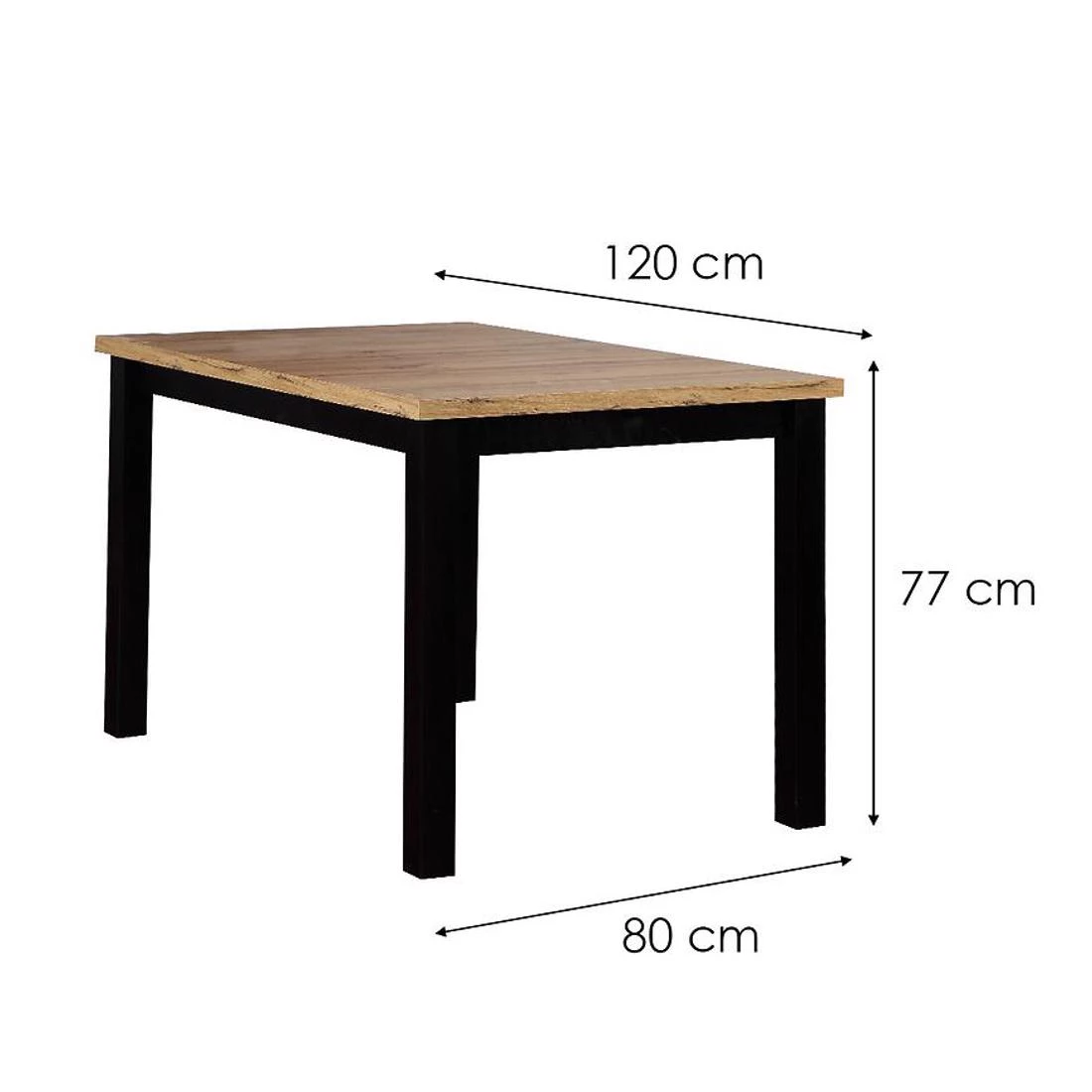 Mona set stol i stolice 1+4 120x80 cm hrast/crna