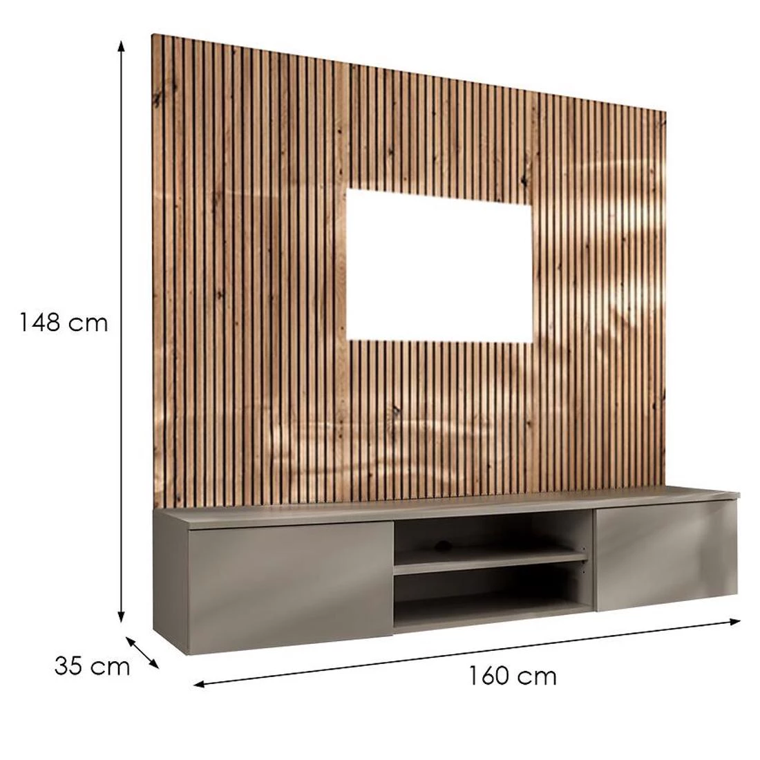 Xari regal 160x35x148 cm siva glina/hrast artisan