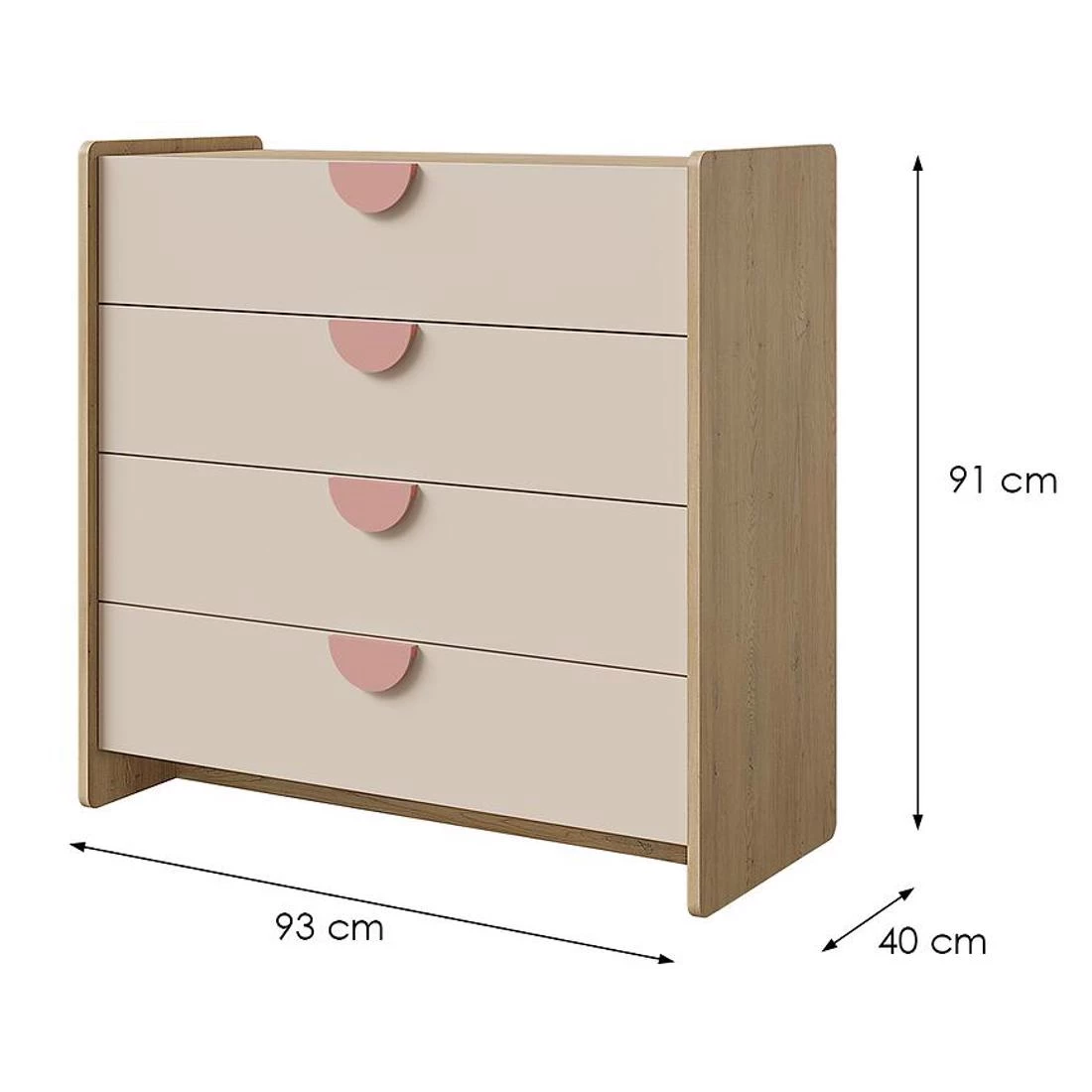 Lexi 10 komoda 93x40x91 cremona/macadamia/ružicasta