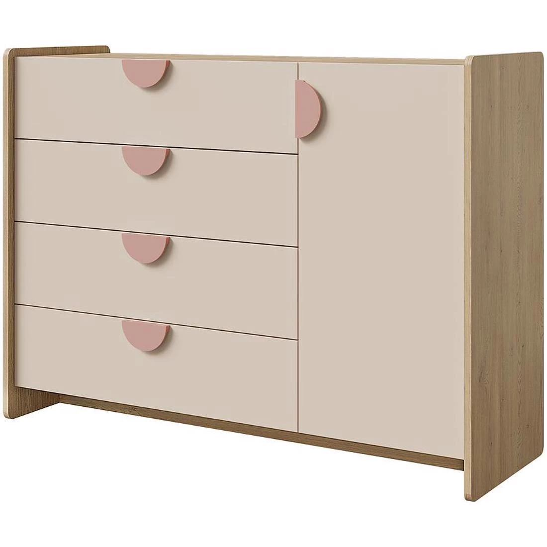 Lexi 9 komoda 123x40x91 cemona/macadamia/ružicasta