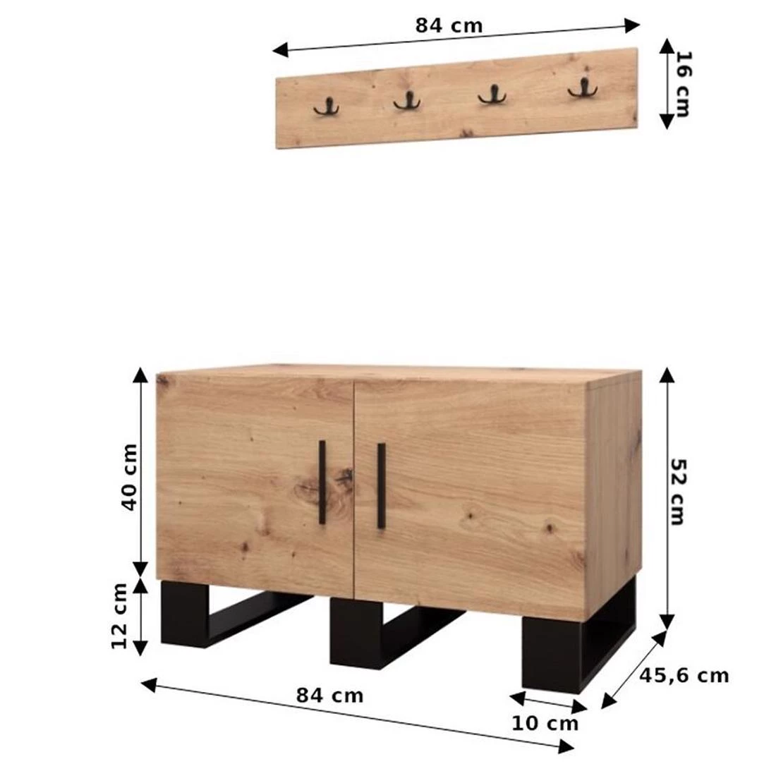 Artin predsoblje 84x45,6x52 cm artisan hrast