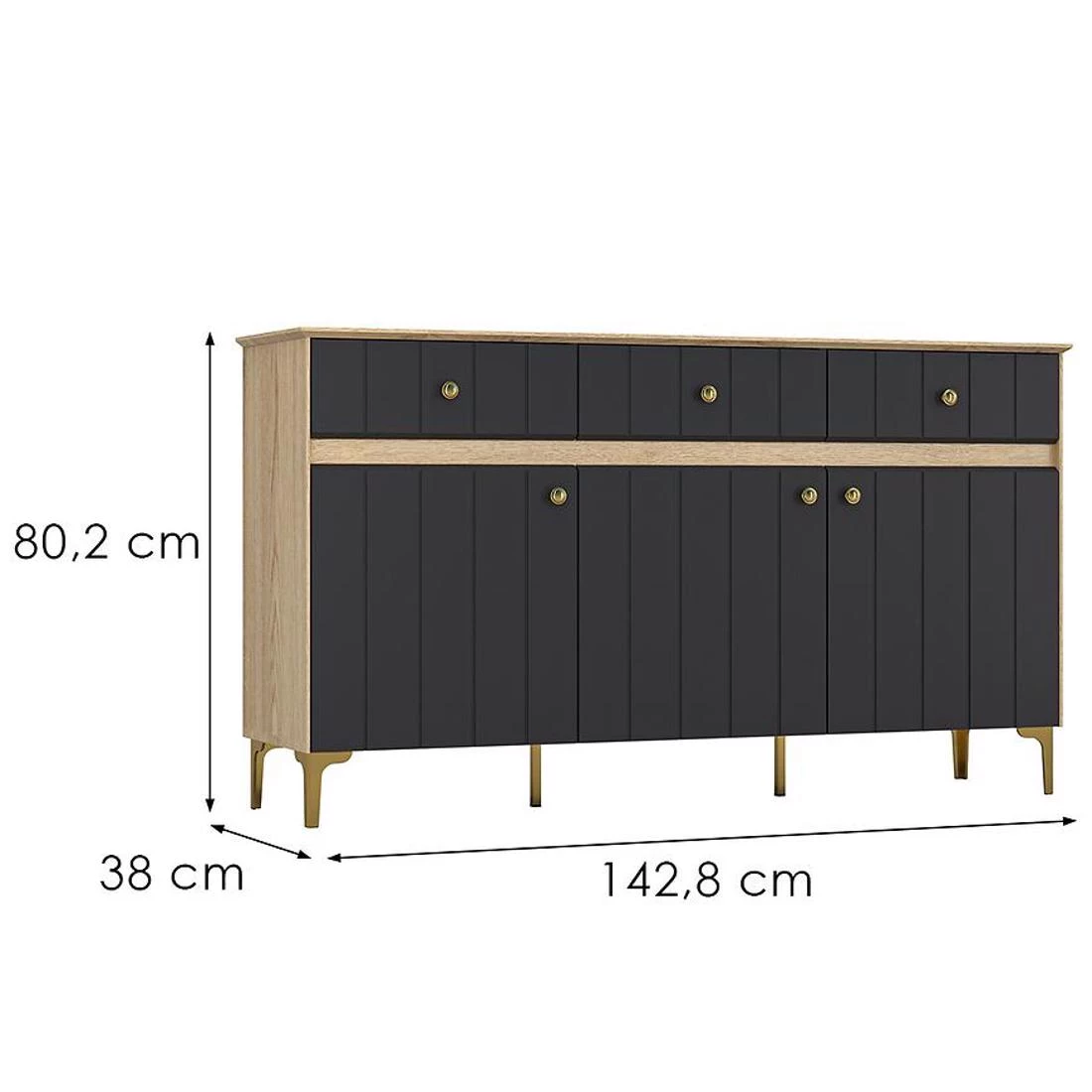 Merida E komoda 142,8x38x80,2 crna/cremona