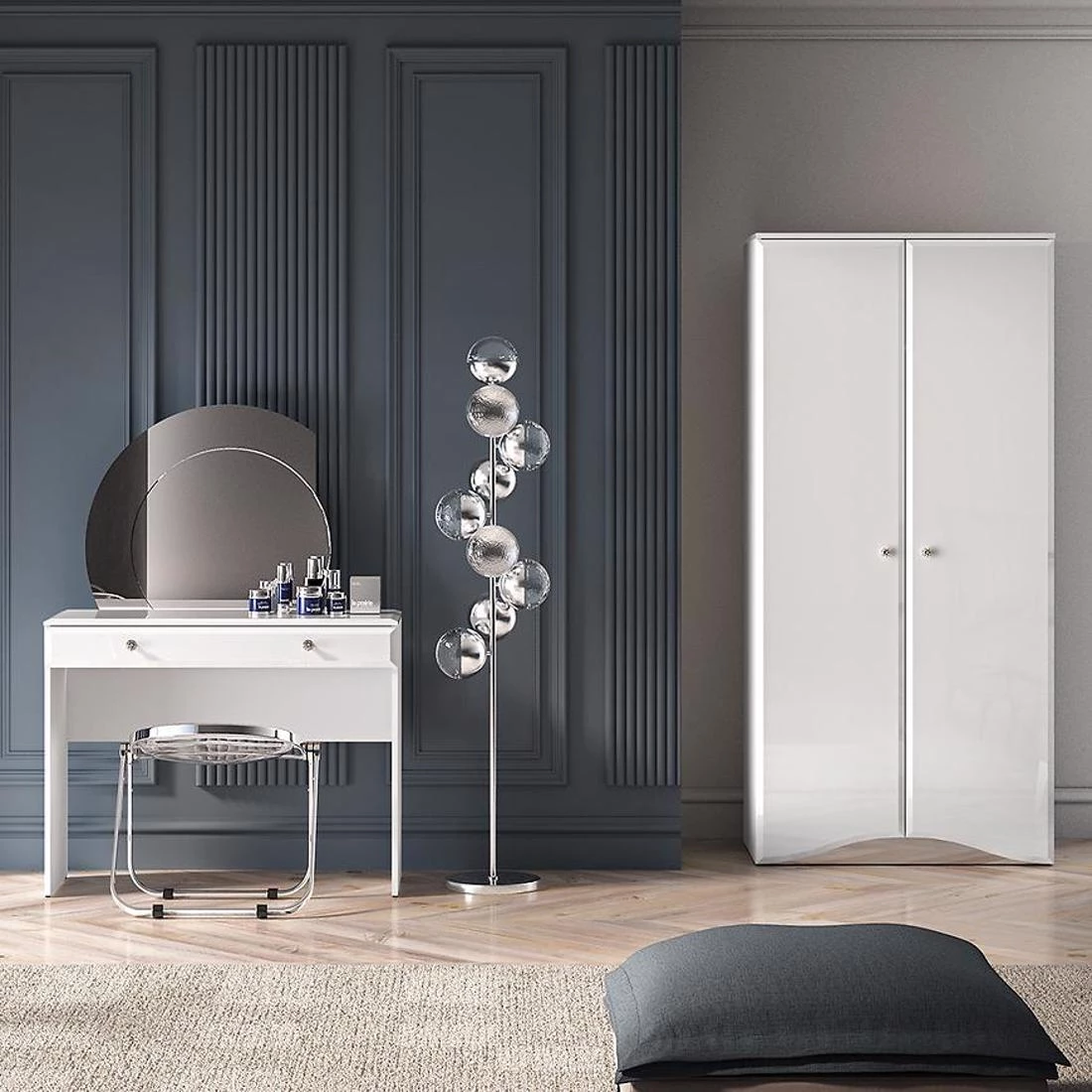 Glamour toaletni stolic 0501 100x41x79 cm bela