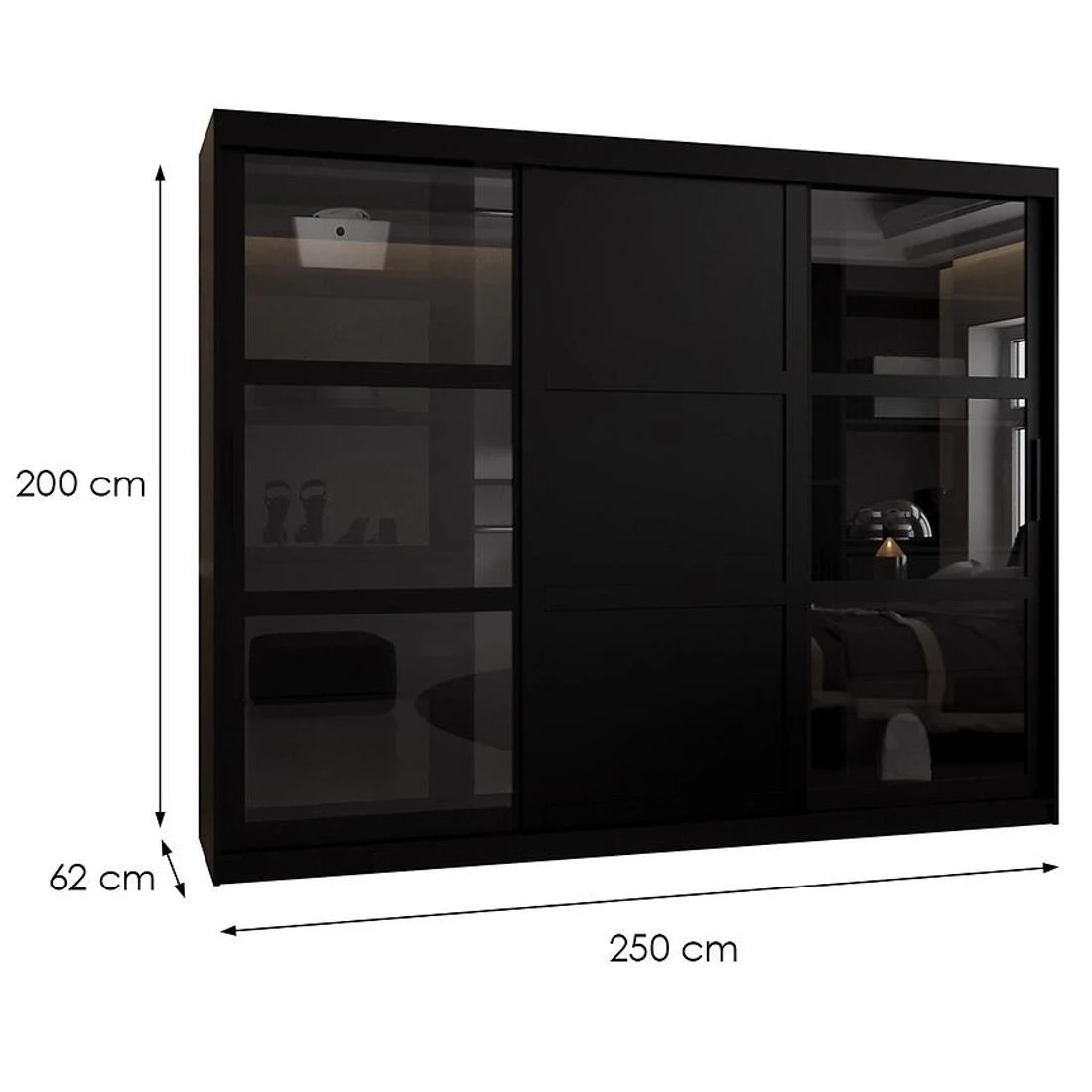 Dome III ormar 250x62x200 cm crna