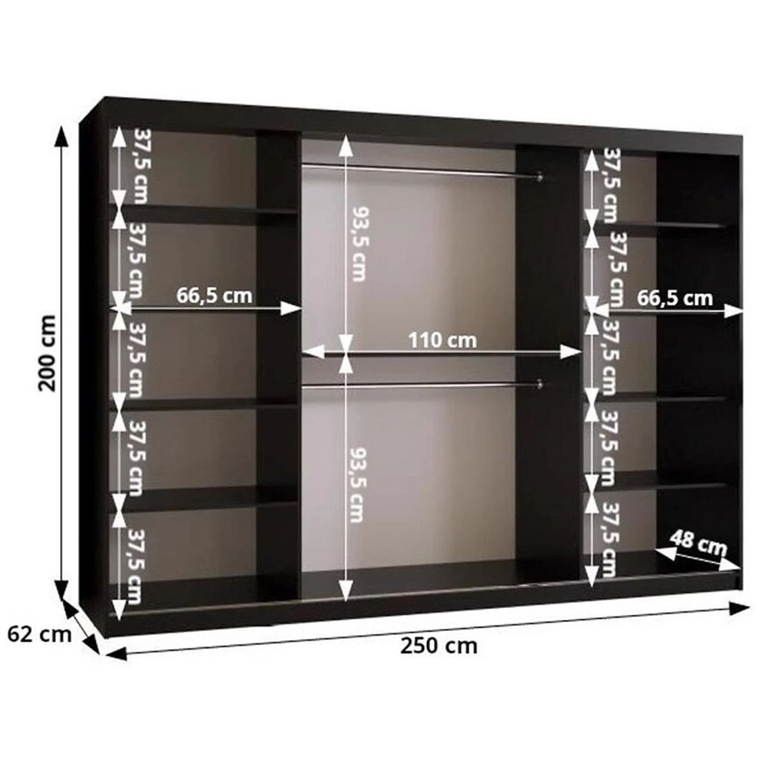 Dome III ormar 250x62x200 cm crna